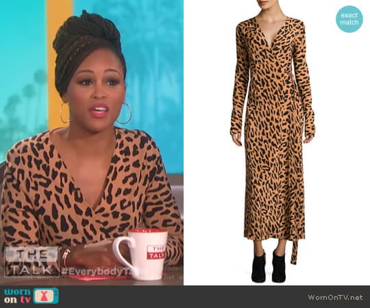 Leopard Silk Wrap Dress by Diane von Furstenberg worn by Eve on The Talk