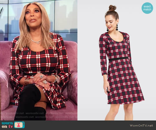 Windowpane Knit Dress by Draper James worn by Wendy Williams on The Wendy Williams Show