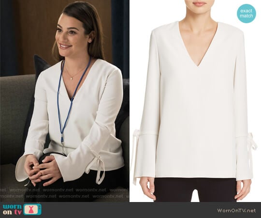 Tie-Detail Flare-Cuff Top by Dylan Gray worn by Valentina Barella (Lea Michele) on The Mayor