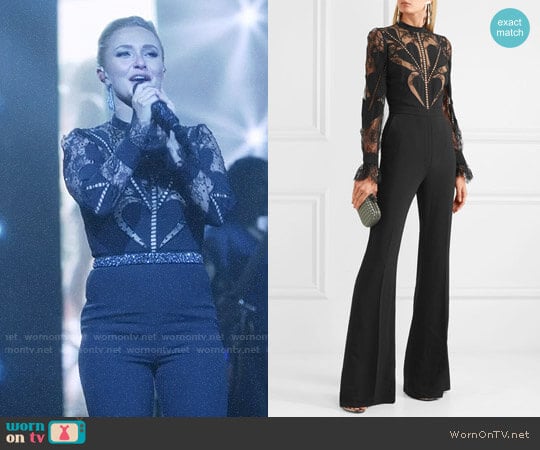 Elie Saab Lace-paneled crepe jumpsuit worn by Juliette Barnes (Hayden Panettiere) on Nashville