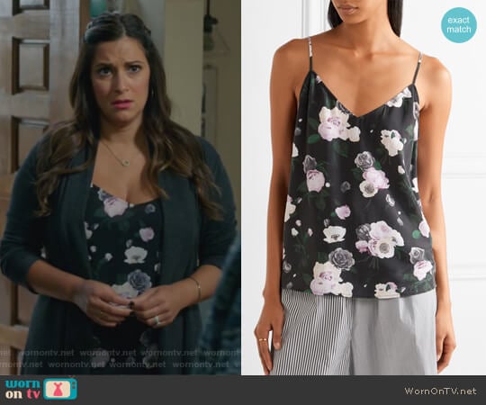 Layla floral-print washed-silk camisole by Equipment worn by Colleen Brandon-Ortega (Angelique Cabral) on Life in Pieces