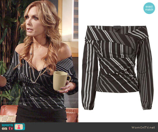 Exclusive for Intermix Tonya Off-the-shoulder Top worn by Lauren Fenmore (Tracey Bregman) on The Young & the Restless
