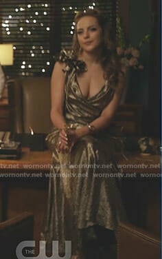 Fallon’s metallic flower detailed gown on Dynasty