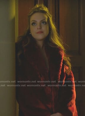 Fallon’s red fur coat on Dynasty