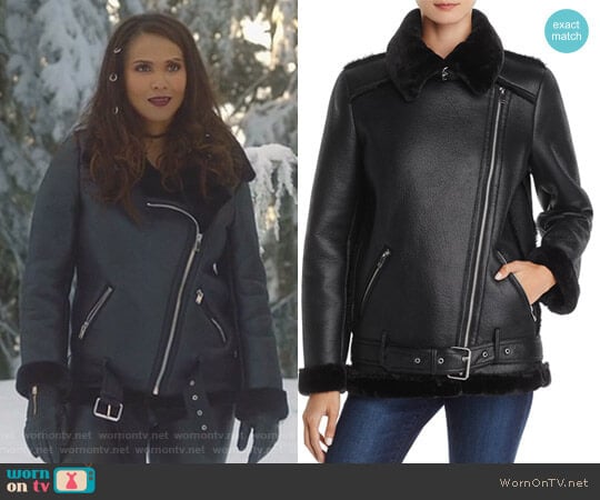 Shearling Lesley-Ann | Brandt | WornOnTV: TV black from jacket Wardrobe Maze\'s and on Clothes Lucifer