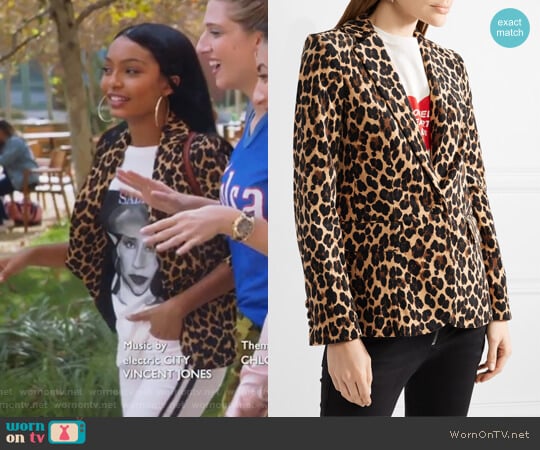 WornOnTV: Zoey’s leopard print jacket and striped pants on Grown-ish ...