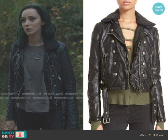 'Ashville' Faux Leather Biker Jacket by Free People worn by Lorna Dane (Emma Dumont) on The Gifted