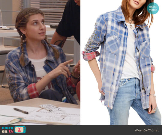 WornOnTV: Nomi’s blue plaid studded jacket on Grown-ish | Emily Arlook ...