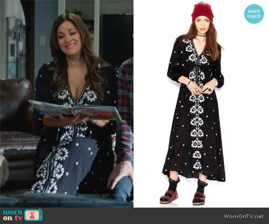 Embroidered Fable Dress by Free People worn by Colleen Brandon-Ortega (Angelique Cabral) on Life in Pieces