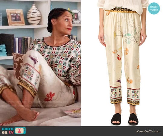 Giada Forte Silk Senorita Pants worn by Rainbow Johnson (Tracee Ellis Ross) on Black-ish