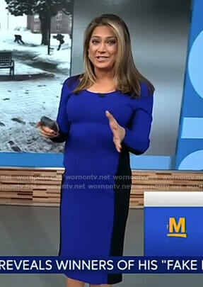 Ginger’s blue and black long sleeve dress on Good Morning America