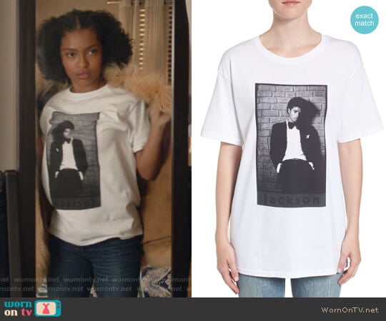 Michael Jackson T-Shirt by Hanes worn by Zoey Johnson (Yara Shahidi) on Grown-ish