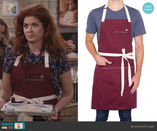 Bordeaux Apron by Hedley & Bennett worn by Grace Adler (Debra Messing) on Will and Grace