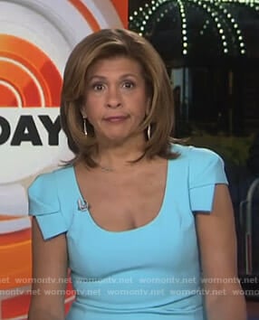 Hoda’s blue cap sleeve scoop neck dress on Today