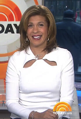 Hoda’s white cutout top with gold bar on Today