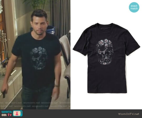 Floral Skull Graphic Tee by John Varvatos worn by Sam Flores (Rafael de la Fuente) on Dynasty