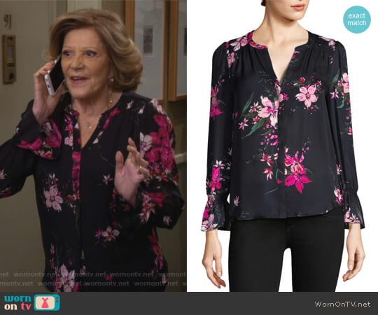 Keno Floral-Print Blouse by Joie worn by Judy Roberts (Linda Lavin) on 9JKL