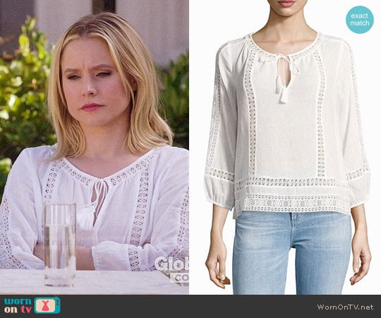 Joie Three-Quarter Sleeve Cotton Blouse worn by Eleanor Shellstrop (Kristen Bell) on The Good Place