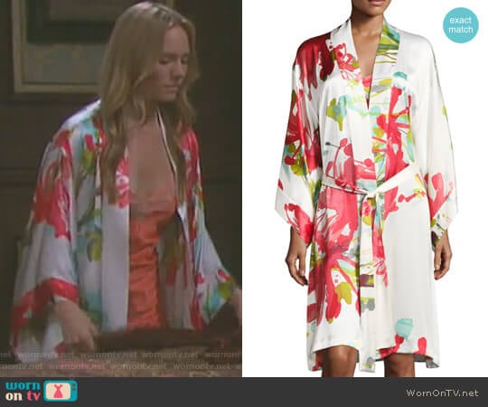 Tropics Floral-Print Robe by Josie Natori worn by Abigail Deveraux (Kate Mansi) on Days of our Lives