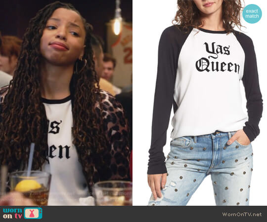 Yas Queen Tee by Juicy Couture worn by Jazlyn Forster (Chloe Bailey) on Grown-ish