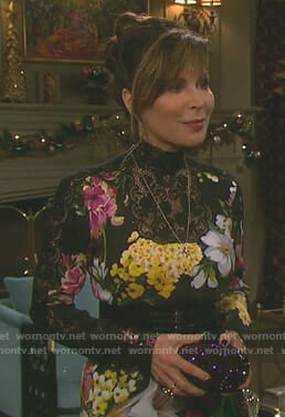 Kate’s black floral lace neckline gown on Days of our Lives