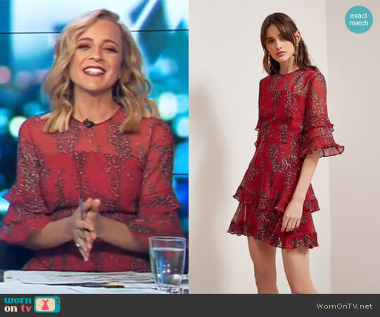 Light Up Mini Dress Red Wildflower Floral by Keepsake worn by Carrie Bickmore on The Project