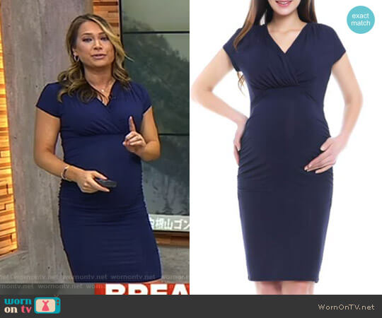 Kristen Ruched Maternity/Nursing Dress by Kimi and Kai worn by Ginger Zee on Good Morning America