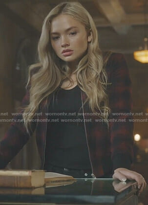 Lauren's black and red plaid bomber jacket on The Gifted