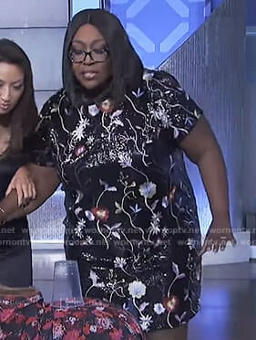 Loni's black floral embroidered dress on The Real