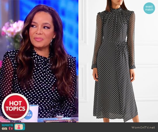 Colette ruffled printed silk midi dress by Markus Lupfer worn by Sunny Hostin on The View