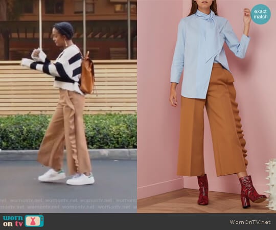 Trouser with Ruffles by MSGM worn by Zoey Johnson (Yara Shahidi) on Grown-ish