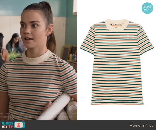 Striped cotton T-shirt by Madewell worn by Callie Jacob (Maia Mitchell) on The Fosters