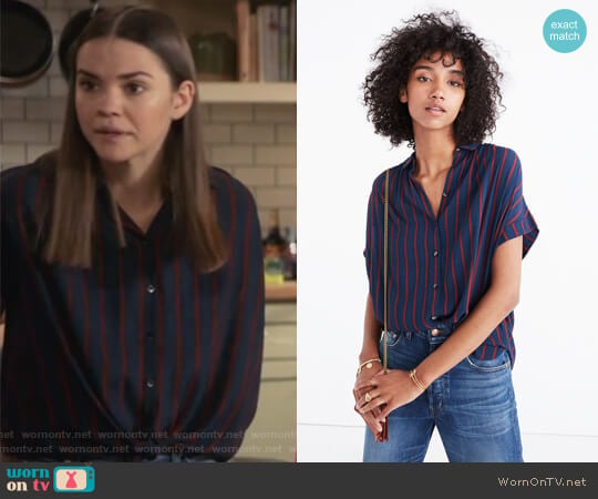 Central Drapey Shirt in Cornelia Stripe by Madewell worn by Callie Jacob (Maia Mitchell) on The Fosters