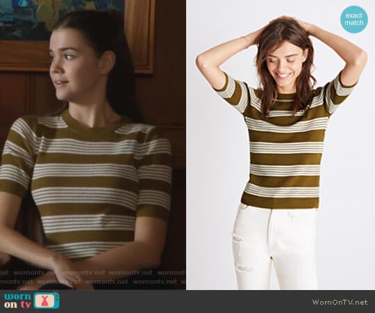 Ribbed Sweater Top in Bennett Stripe by Madewell worn by Callie Jacob (Maia Mitchell) on The Fosters