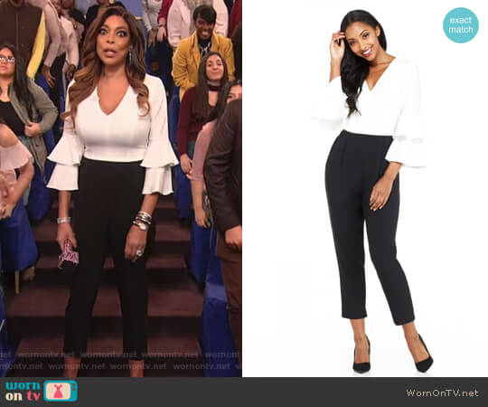 Karen Petite Jumpsuit by Maggy London worn by Wendy Williams on The Wendy Williams Show