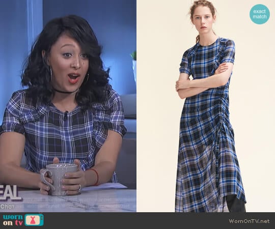 Long Checked Dress by Maje worn by Tamera Mowry on The Real