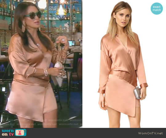 Oversized Wrap Mini Dress by Michelle Mason worn by Kyle Richards on The Real Housewives of Beverly Hills