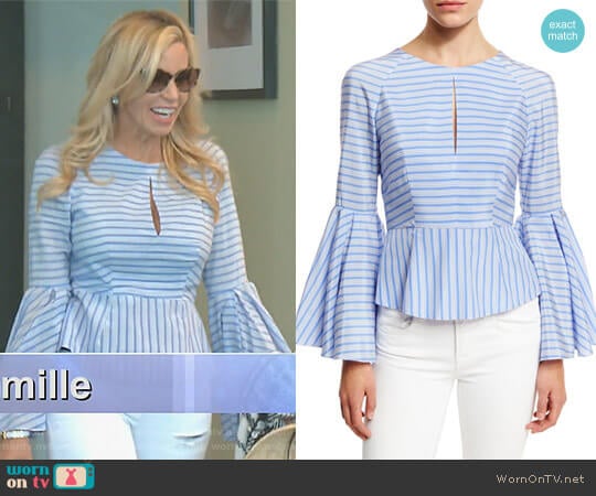 'Luna' Striped Blouse by Milly worn by Camille Grammer on The Real Housewives of Beverly Hills