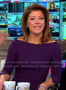 Norah’s purple peplum dress on CBS This Morning