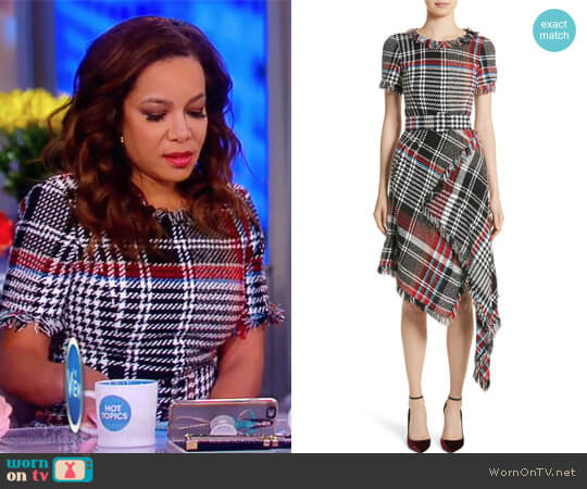 Plaid Asymmetrical Dress by Oscar de la Renta worn by Sunny Hostin on The View