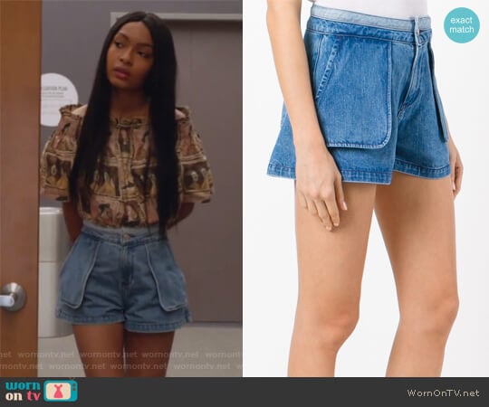 Inside Out Shorts by Opening Ceremony worn by Zoey Johnson (Yara Shahidi) on Grown-ish