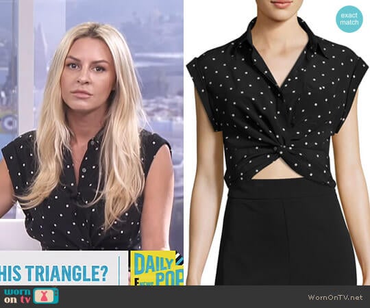 Printed Twist-Front Silk Top by T by Alexander Wang worn by Morgan Stewart on E! News