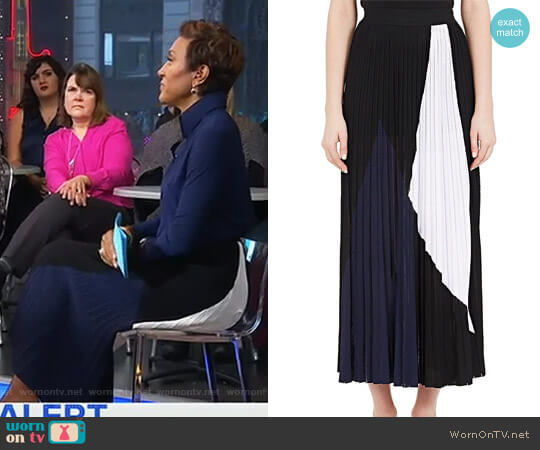 Pleated Colorblocked Midi-Skirt by Proenza Schouler worn by Robin Roberts on Good Morning America