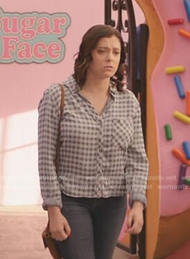 Rebecca's blue gingham shirt on Crazy Ex-Girlfriend