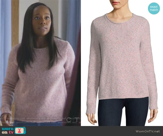 Francie Suede Trim Wool Blend Sweater by Rag and Bone worn by Michaela Pratt (Aja Naomi King) on How to Get Away with Murder