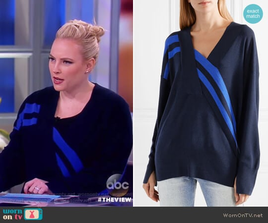 Grace wrap-effect merino wool sweater by Rag and Bone worn by Meghan McCain on The View