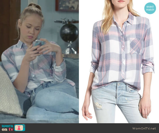 Rails Hunter Shirt in Mulberry Blue worn by Samantha Hughes (Holly Barrett) on Life in Pieces