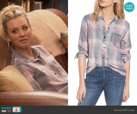 Rails Hunter Shirt in Storm Pink Cloud Wash worn by Penny Hofstadter (Kaley Cuoco) on The Big Bang Theory