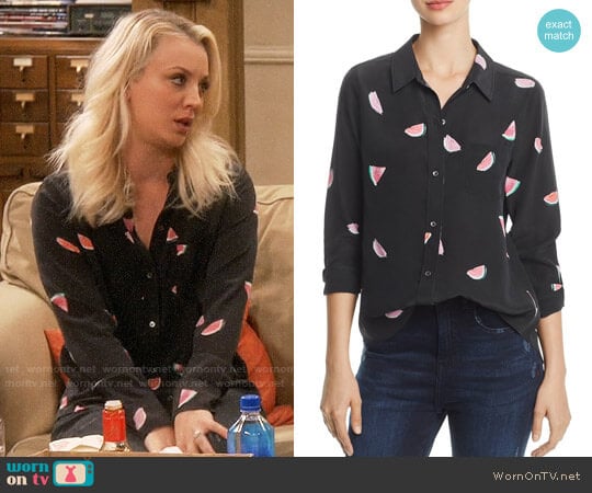 Rails Kate Watermelon Print Silk Shirt worn by Penny Hofstadter (Kaley Cuoco) on The Big Bang Theory