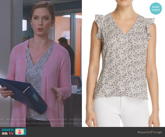 Floral Print Silk Ruffle Top by Rebecca Taylor worn by Katherine Wendelson (Briga Heelan) on Great News